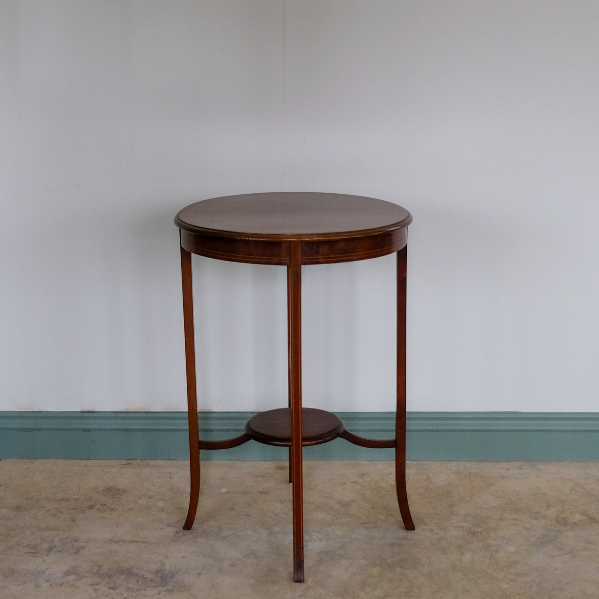 EDWARDIAN MAHOGANY AND LINE INLAID SIDE TABLE