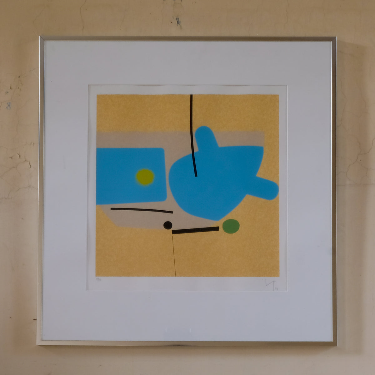 Victor Pasmore Framed Vintage Print - TWO IMAGES (BLUE), Initialled and Dated. By Summerfield & Scott