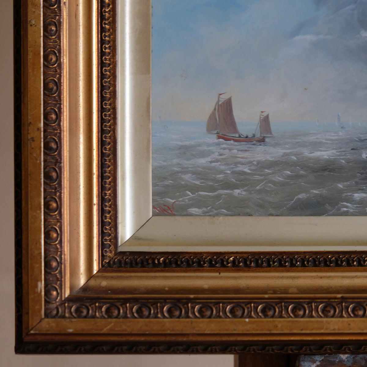 SCHOONER ON A CHOPPY SEA