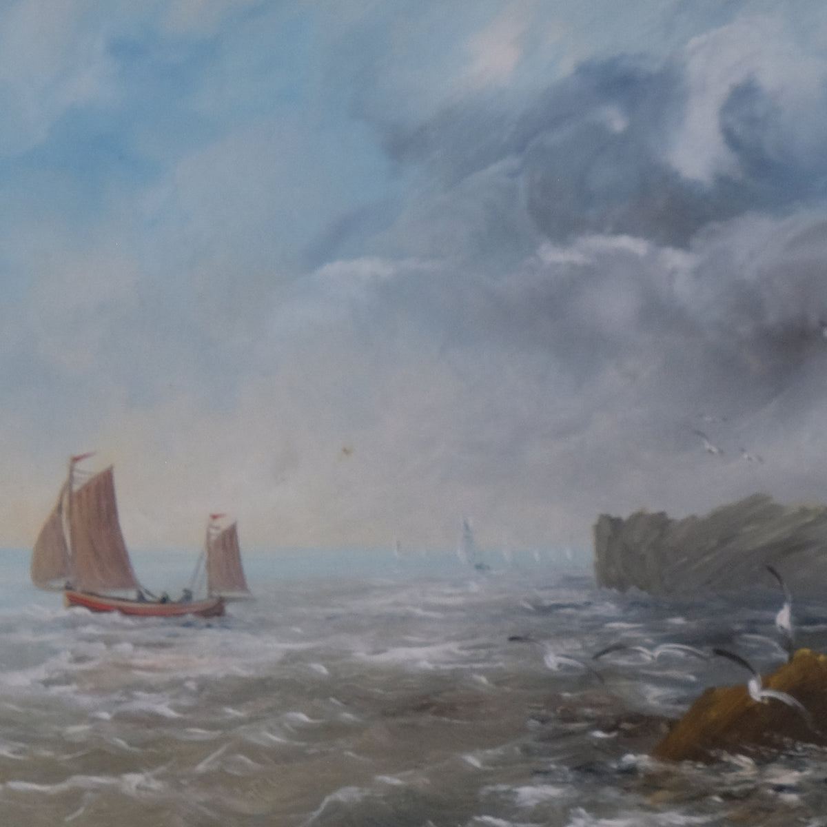 SCHOONER ON A CHOPPY SEA