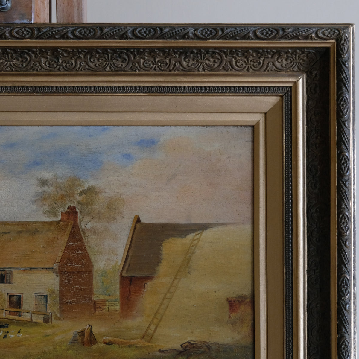 EARLY 20TH CENTURY FARMYARD SCENE WITH GEESE BY A J BAKER