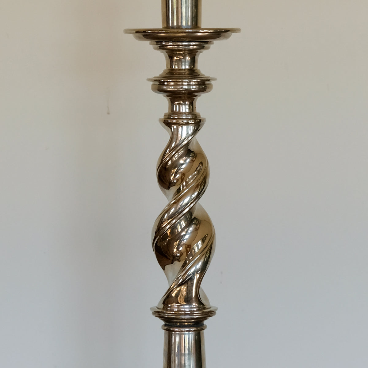 Exceptional Tall Nickel-Plated Barley Twist Table Lamp