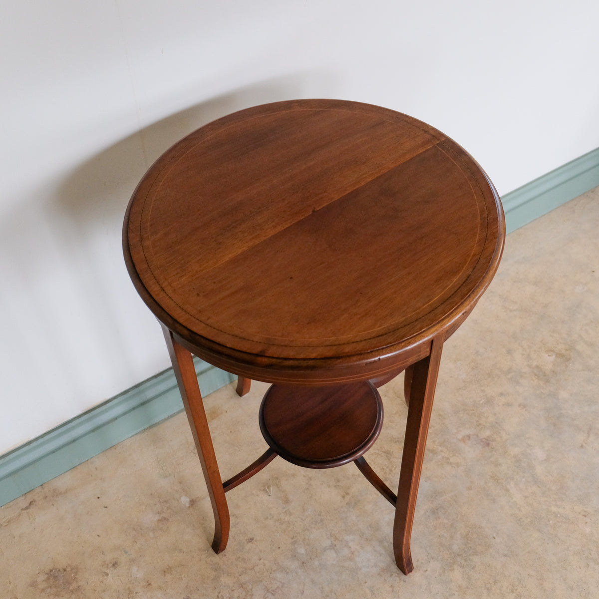 EDWARDIAN MAHOGANY AND LINE INLAID SIDE TABLE