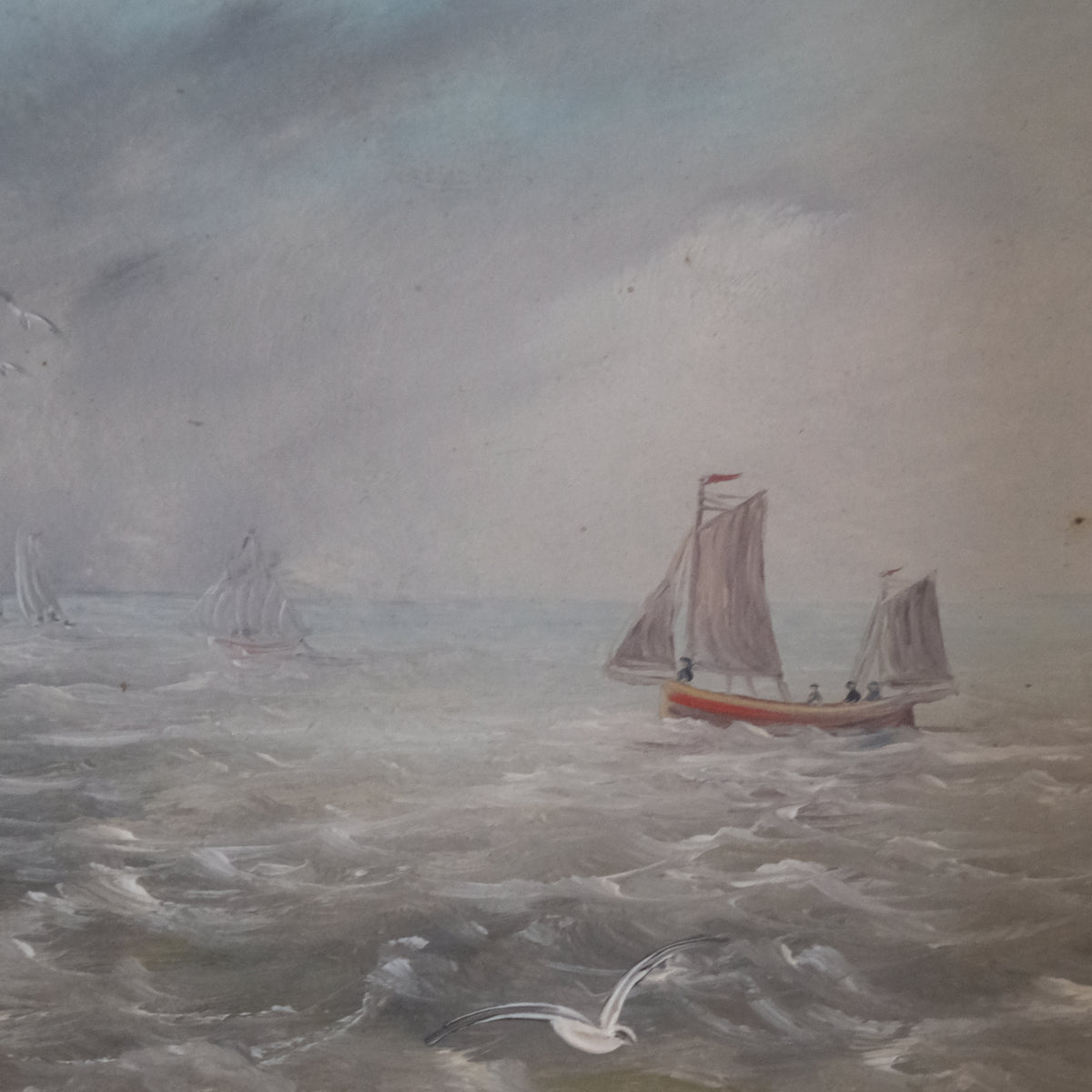 COASTAL SEASCAPE WITH SAILING BOAT