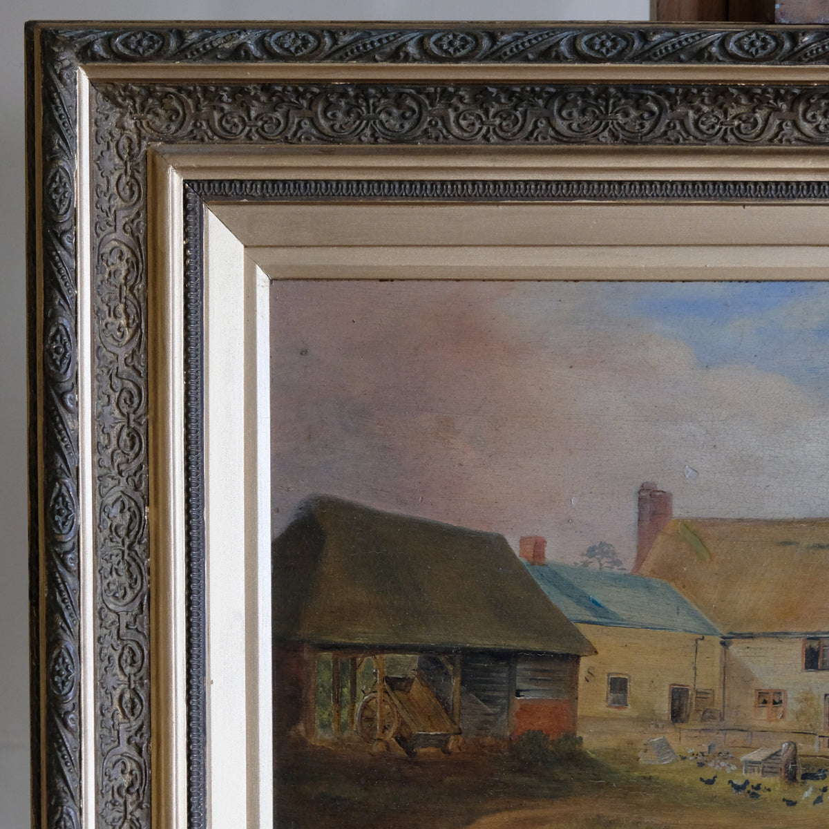 EARLY 20TH CENTURY FARMYARD SCENE WITH GEESE BY A J BAKER