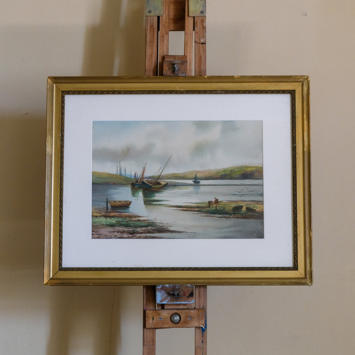 Estuary Scene with Fishing Boats and Cockle Pickers