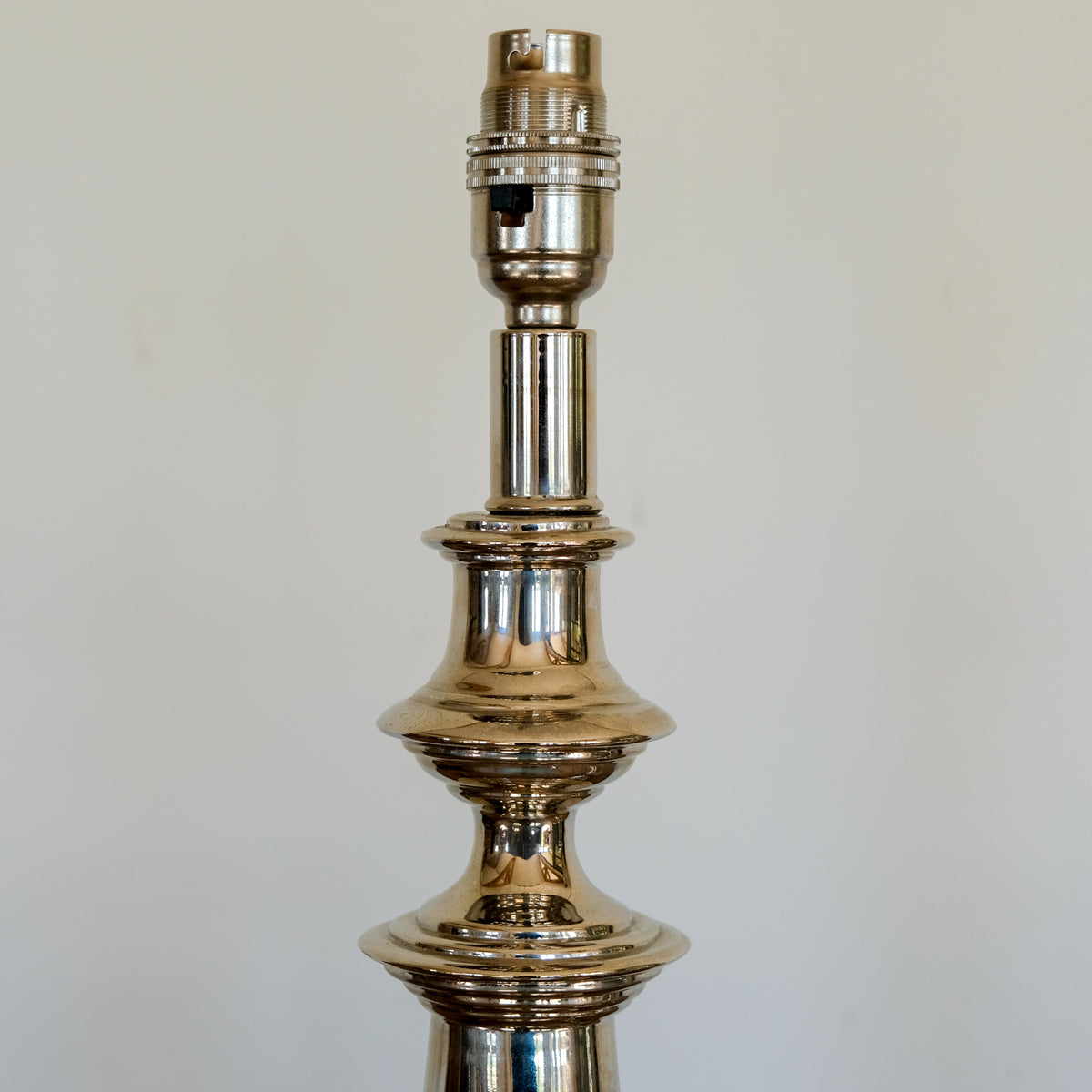 SUPERB PAIR OF FRENCH NICKEL-PLATED TABLE LAMPS