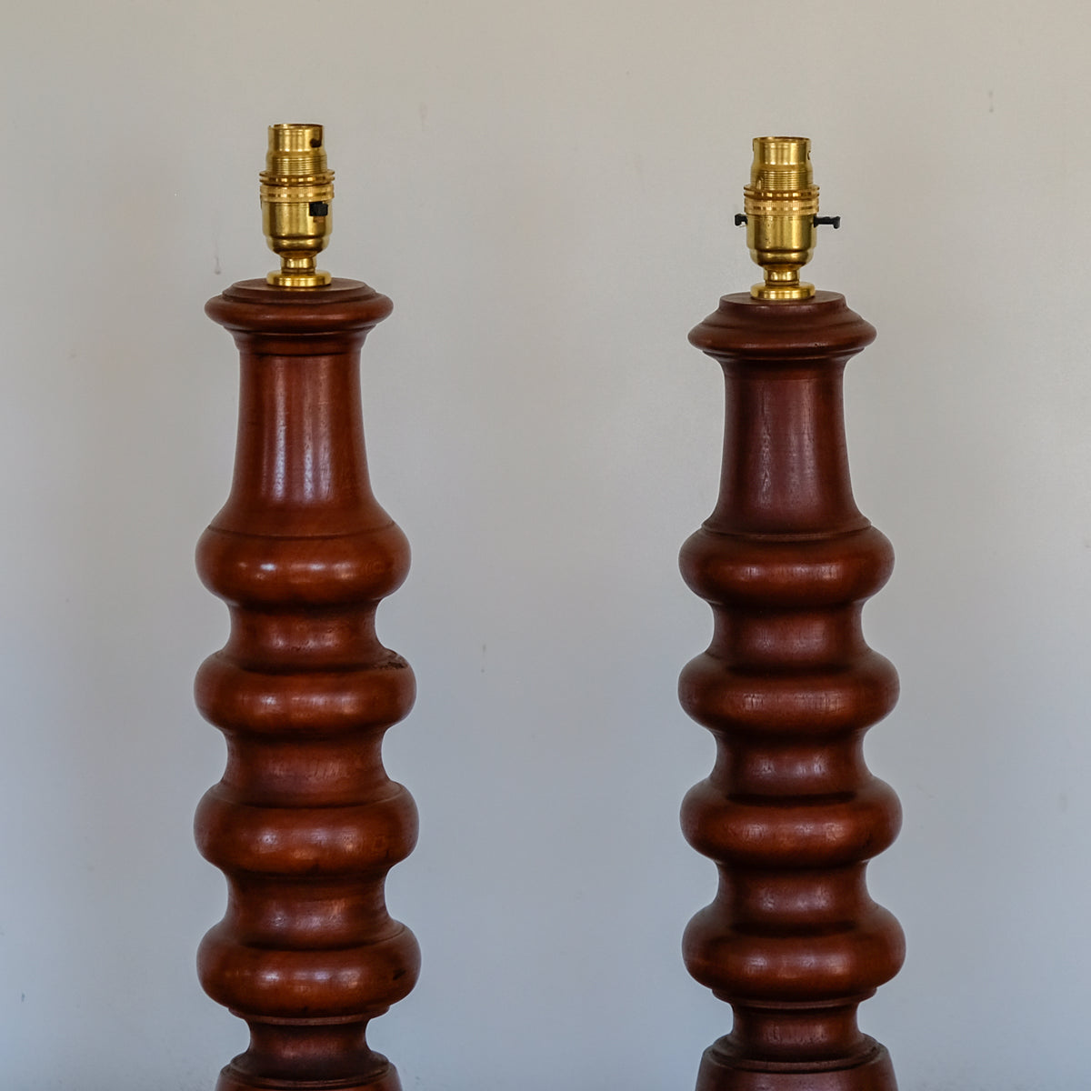 Pair of Turned Mahogany Table Lamps