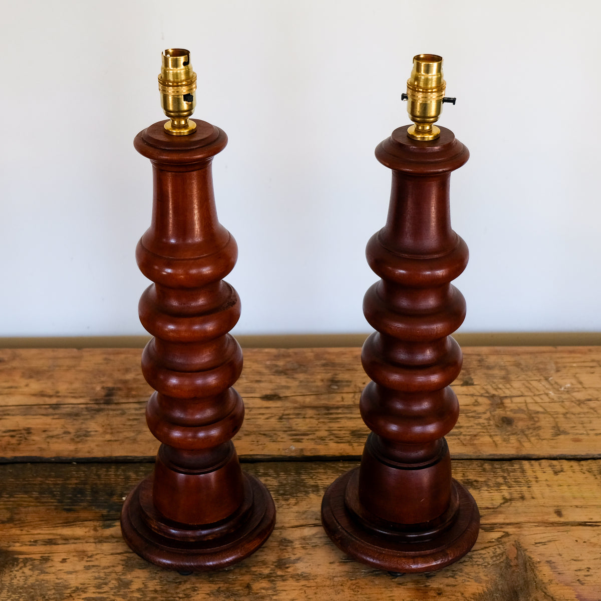 Pair of Turned Mahogany Table Lamps