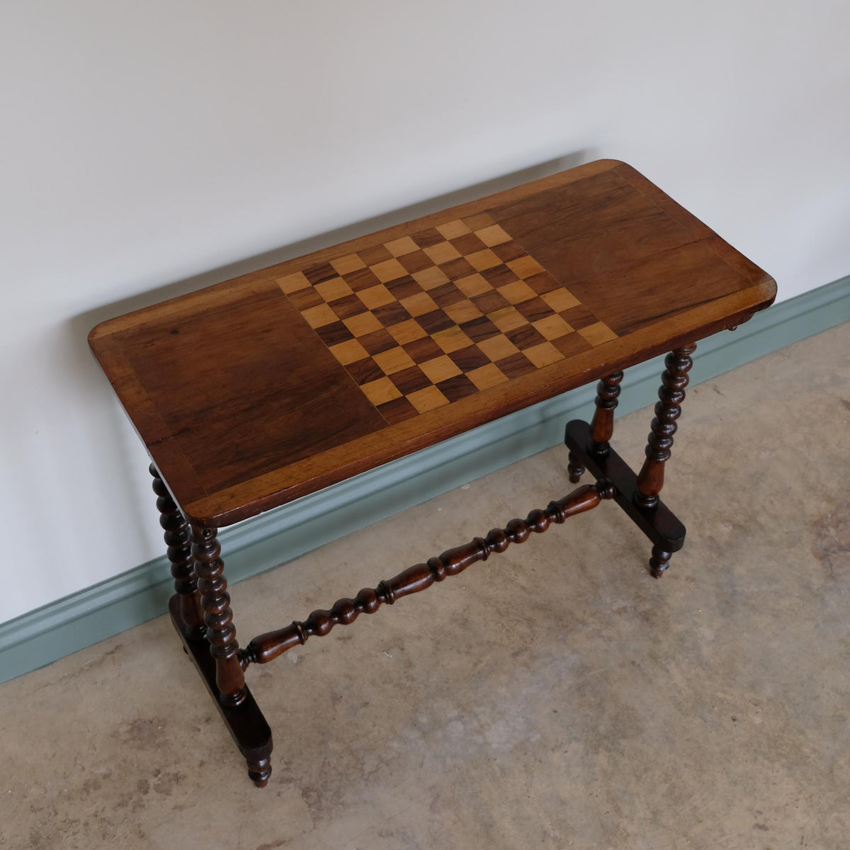 VICTORIAN WALNUT & SATINWOOD GAMES TABLE
