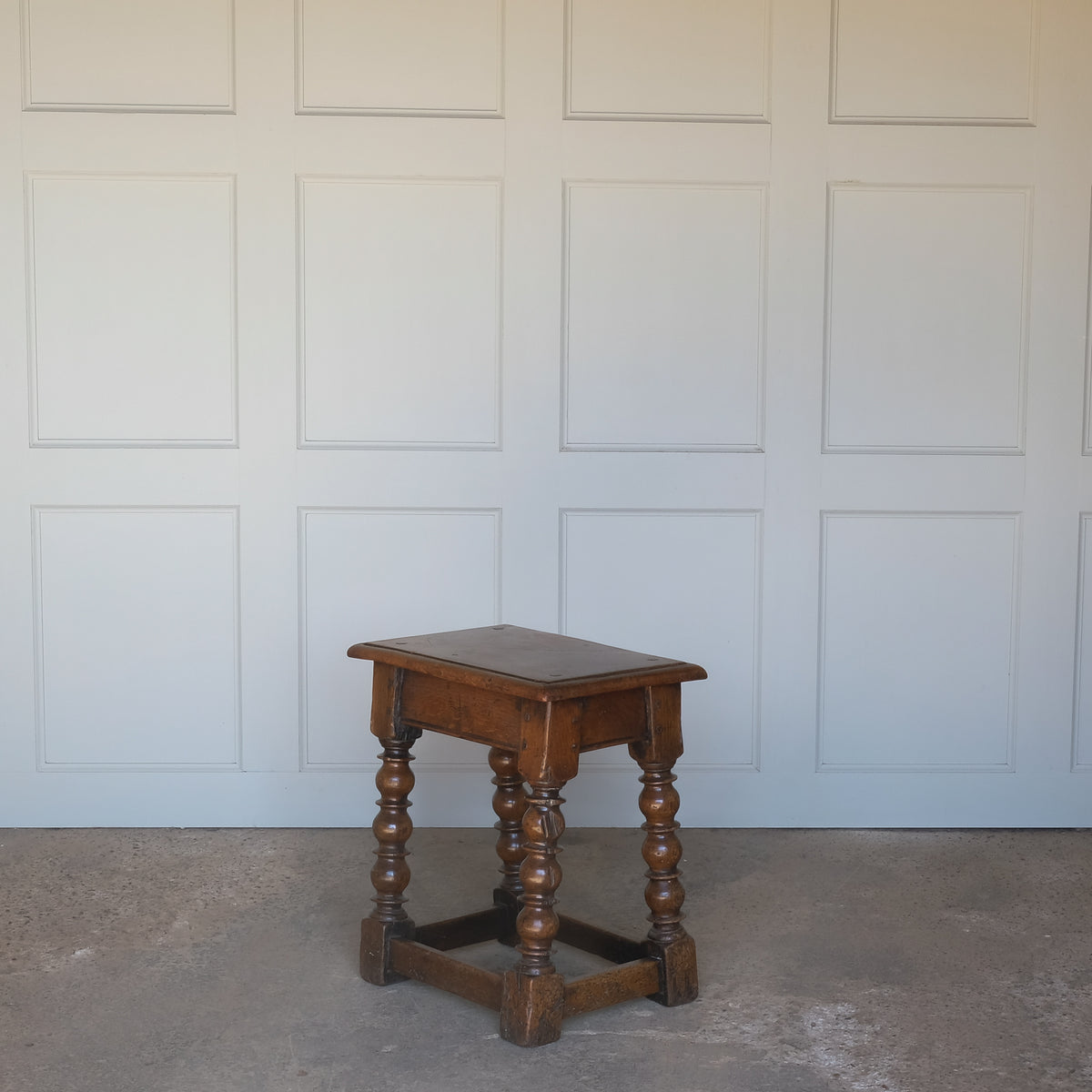 Georgian Oak Bobbin Antique Stool by Summerfield & Scott